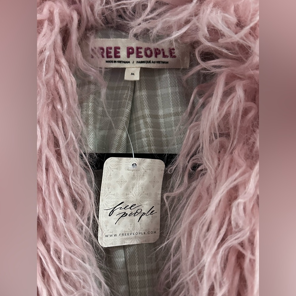 Free People Pink and Brown Faux Fur Coat - NWT - Picture 5 of 5